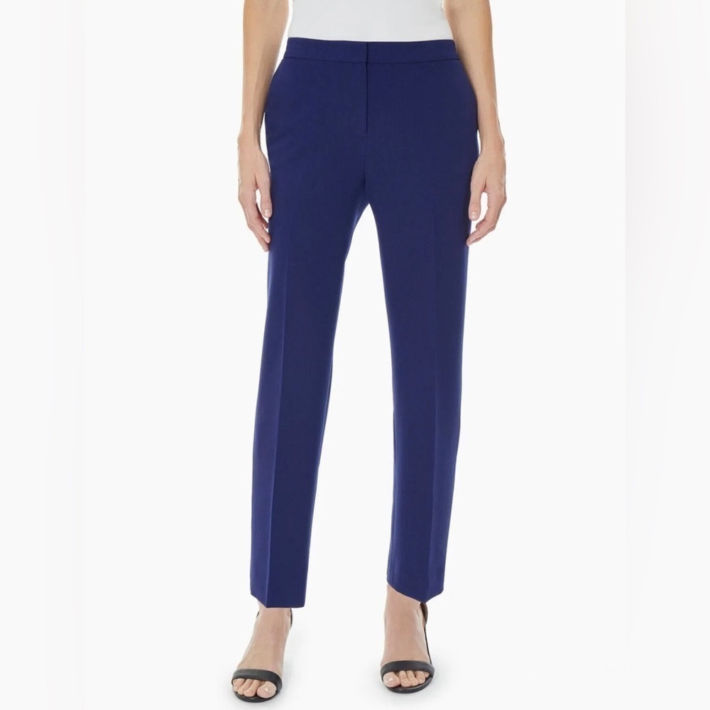 Kasper Women's Blue Classic Fit Mid-Rise Straight-Leg Pants Size 8 Wear To Work